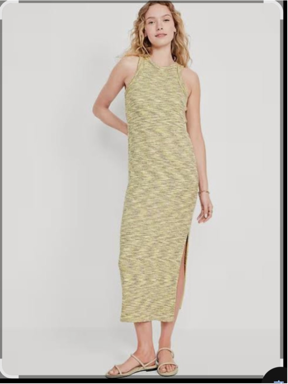 Old Navy Sleeveless, Crewneck, Maxi Stretchy Lime Green Lined Dress. Medium Size